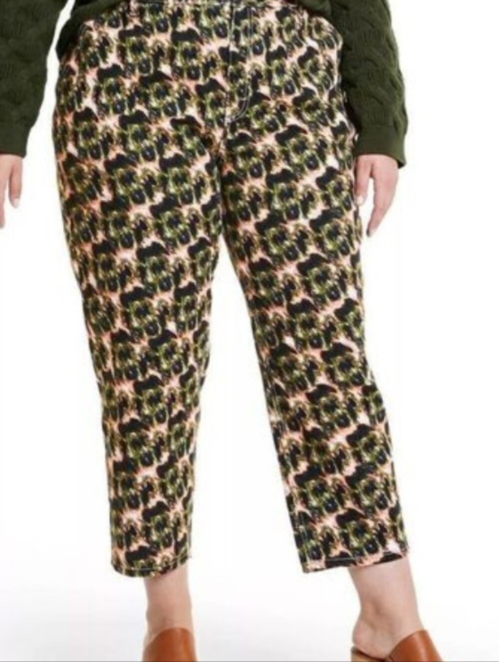Rachel Comey X Target Olive Crayon Leopard Denim Pants, 20/22W, New Without Tags